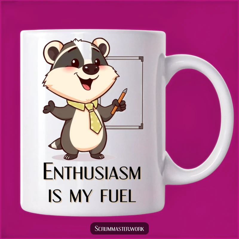 Funny Badger Tie Whiteboard Mug - Enthusiastic Presentation Humor