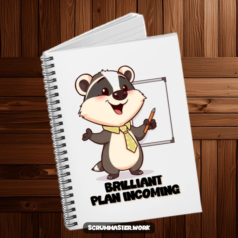 Funny Badger Tie Whiteboard Notebook: A notebook featuring a happy badger enthusiastically pointing at a whiteboard, for capturing ideas.