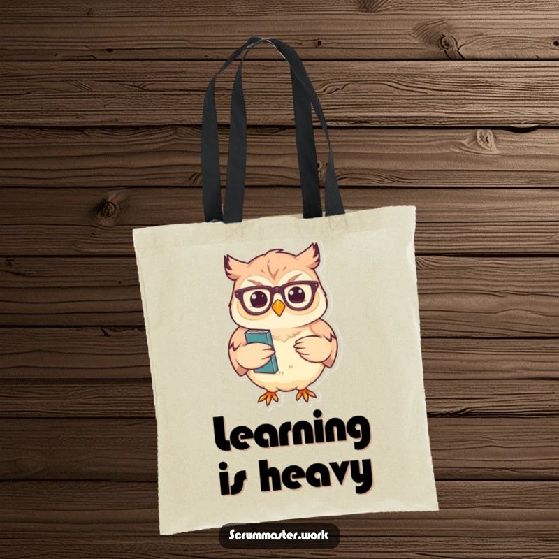 Funny Owl Glasses Nodding Tote Bag: A tote with a wise owl holding notes, perfect for carrying books and essentials.